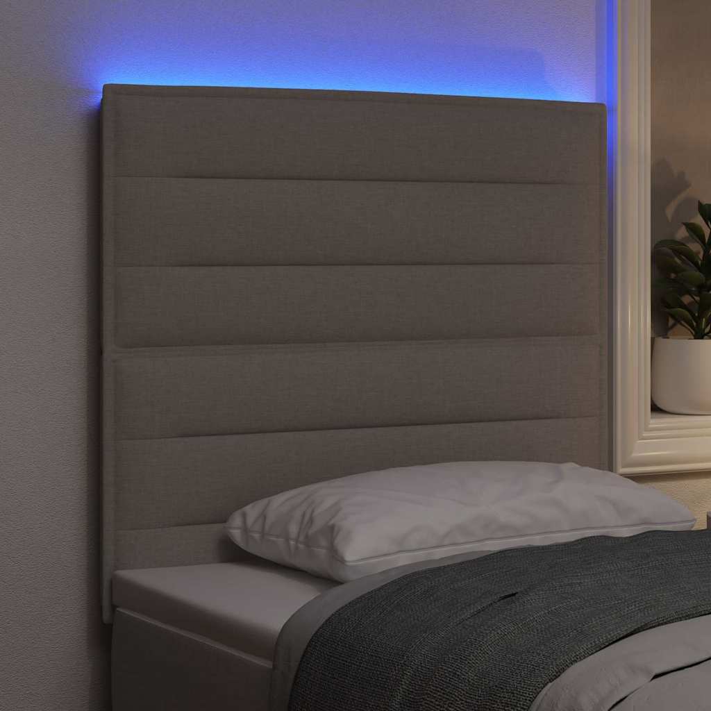 vidaXL LED Kopfteil mit LED-Lichtleisten Taupe 90 cm Polyester