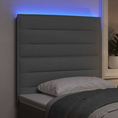 vidaXL LED Kopfteil mit LED-Lichtleisten Hellgrau 100 cm Polyester