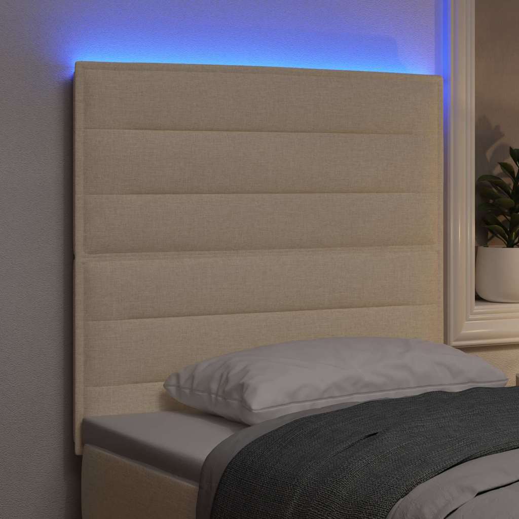 vidaXL LED Kopfteil mit LED-Lichtleisten Creme 100 cm Polyester