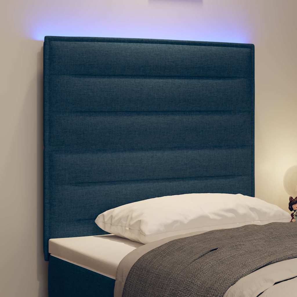 vidaXL LED Kopfteil mit LED-Lichtleisten Blau 100 cm Polyester