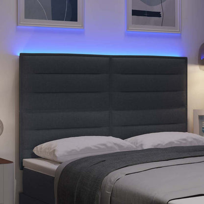 vidaXL LED Kopfteil mit LED-Lichtleisten Dunkelgrau 144 cm Polyester