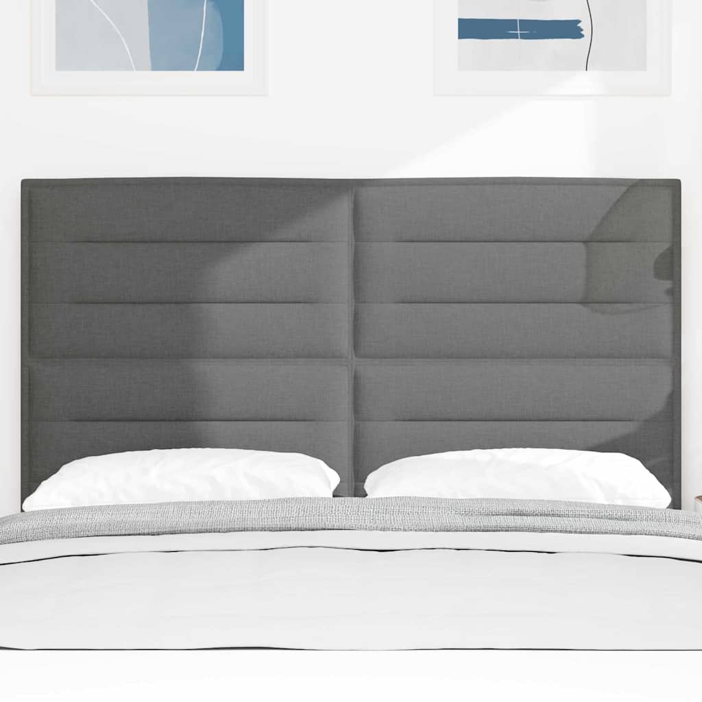 vidaXL LED Kopfteil mit LED-Lichtleisten Dunkelgrau 144 cm Polyester