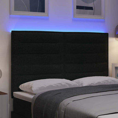 vidaXL LED Kopfteil mit LED-Lichtleisten Schwarz 144 cm Polyester