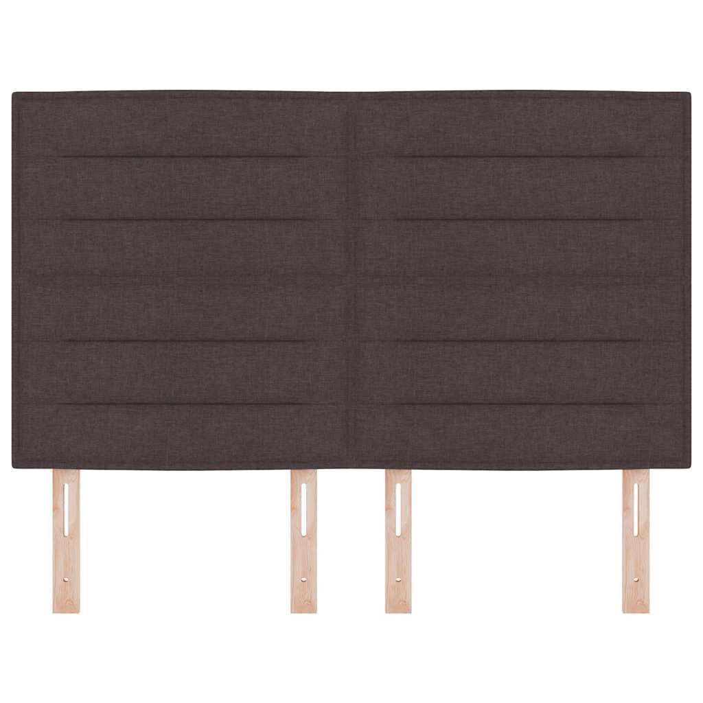 vidaXL LED Kopfteil mit LED -Streifenleuchten Dunkelbraun 144 cm Stoff