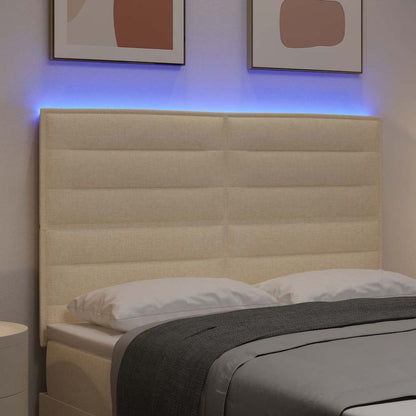 vidaXL LED Kopfteil mit LED-Lichtleisten Creme 144 cm Polyester