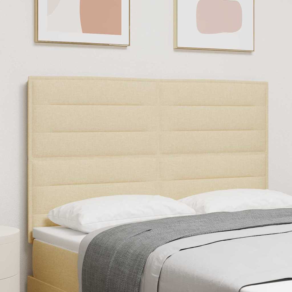 vidaXL LED Kopfteil mit LED-Lichtleisten Creme 144 cm Polyester