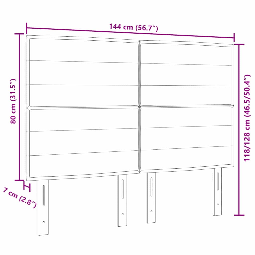vidaXL LED Kopfteil mit LED-Lichtleisten Creme 144 cm Polyester