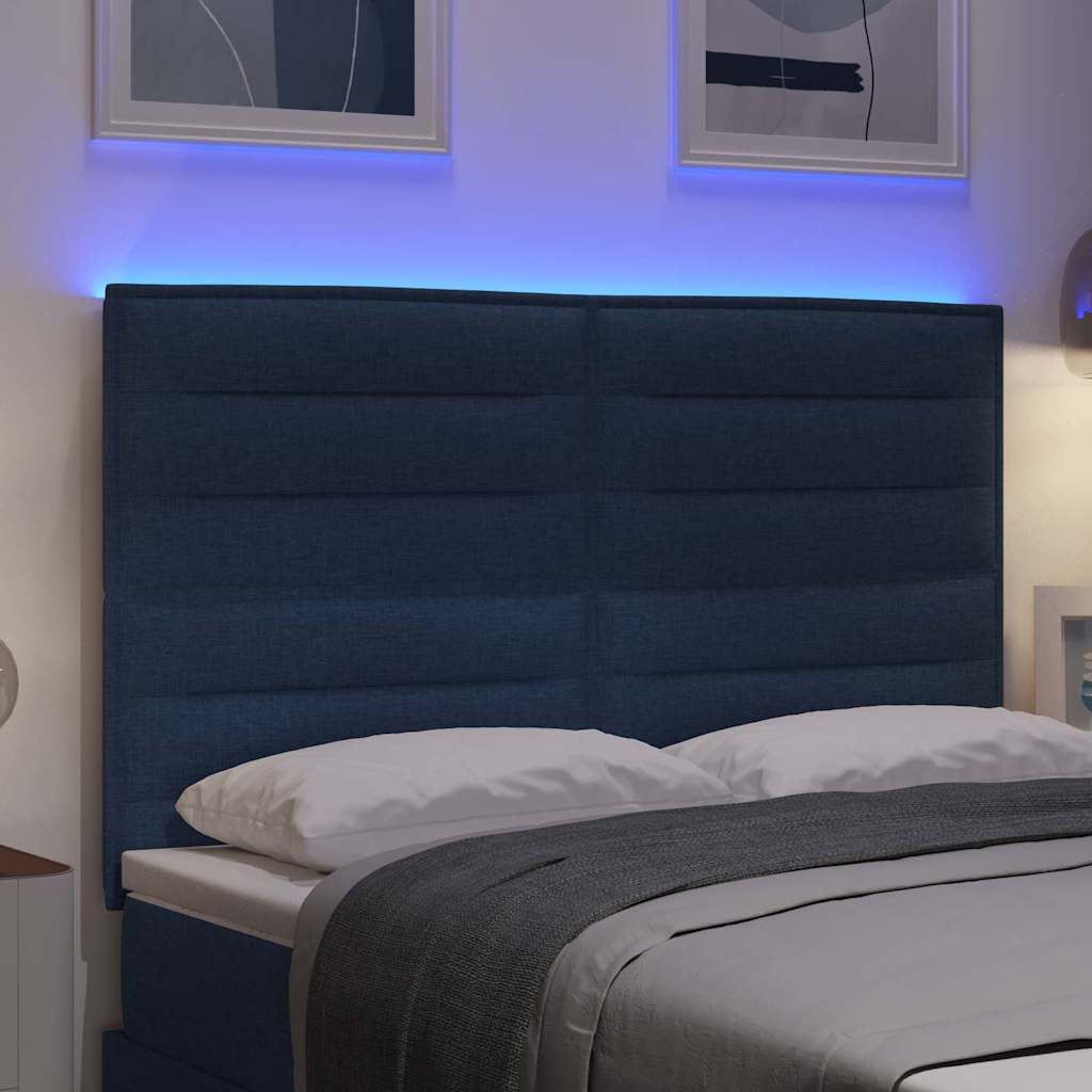 vidaXL LED Kopfteil mit LED-Lichtleisten Blau 160 cm Polyester