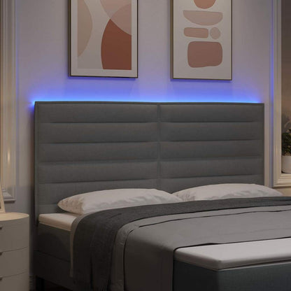 vidaXL LED Kopfteil mit LED-Lichtleisten Hellgrau 180 cm Polyester