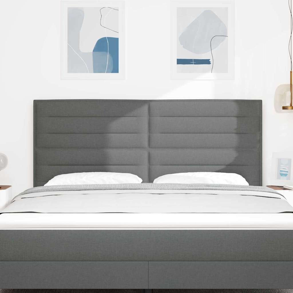 vidaXL LED Kopfteil mit LED-Lichtleisten Dunkelgrau 180 cm Polyester