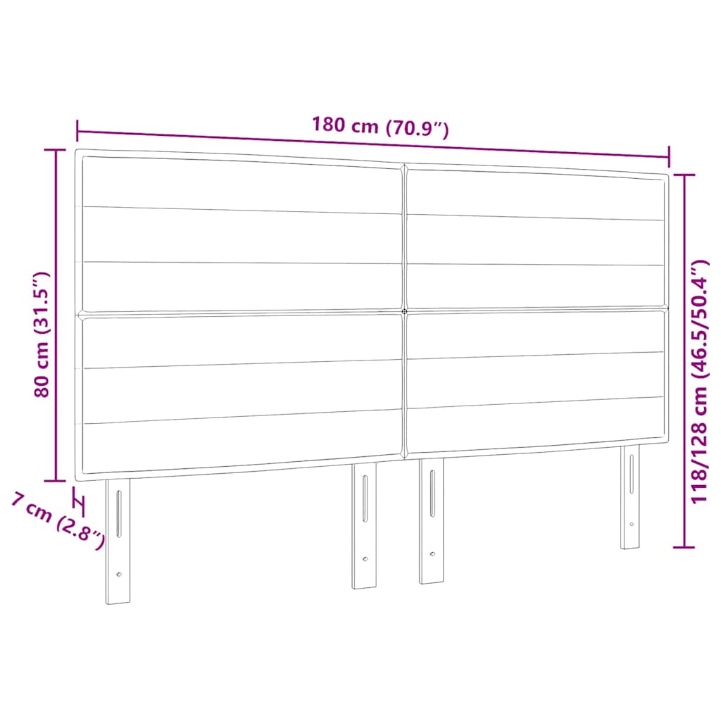vidaXL LED Kopfteil mit LED-Lichtleisten Dunkelgrau 180 cm Polyester