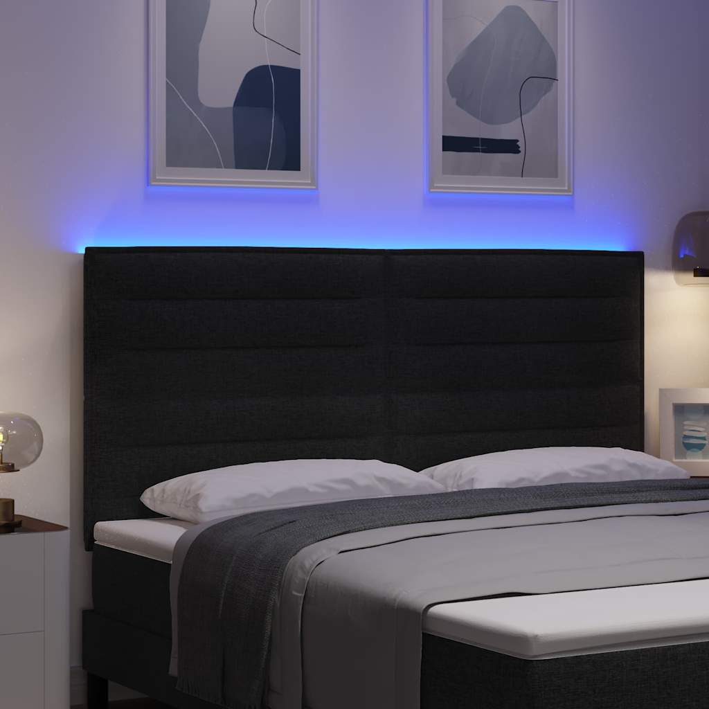 vidaXL LED Kopfteil mit LED-Lichtleisten Schwarz 180 cm Polyester