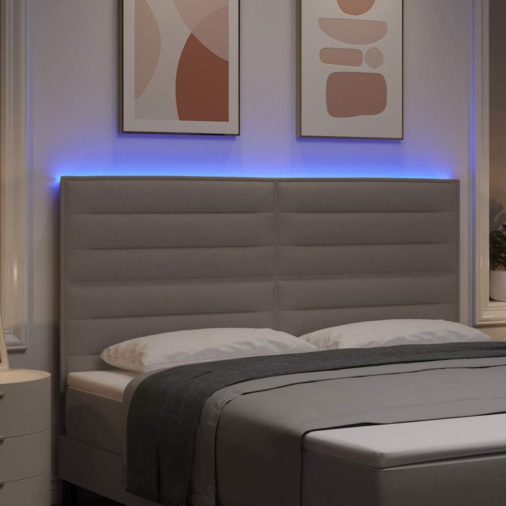 vidaXL LED Kopfteil mit LED-Lichtleisten Taupe 180 cm Polyester