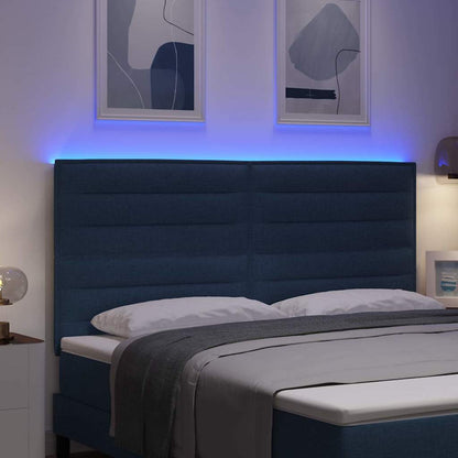 vidaXL LED Kopfteil mit LED-Lichtleisten Blau 180 cm Polyester