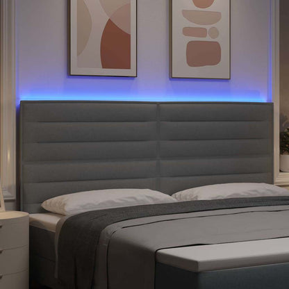 vidaXL LED Kopfteil mit LED-Lichtleisten Hellgrau 200 cm Polyester
