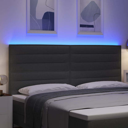 vidaXL LED Kopfteil mit LED-Lichtleisten Dunkelgrau 200 cm Polyester