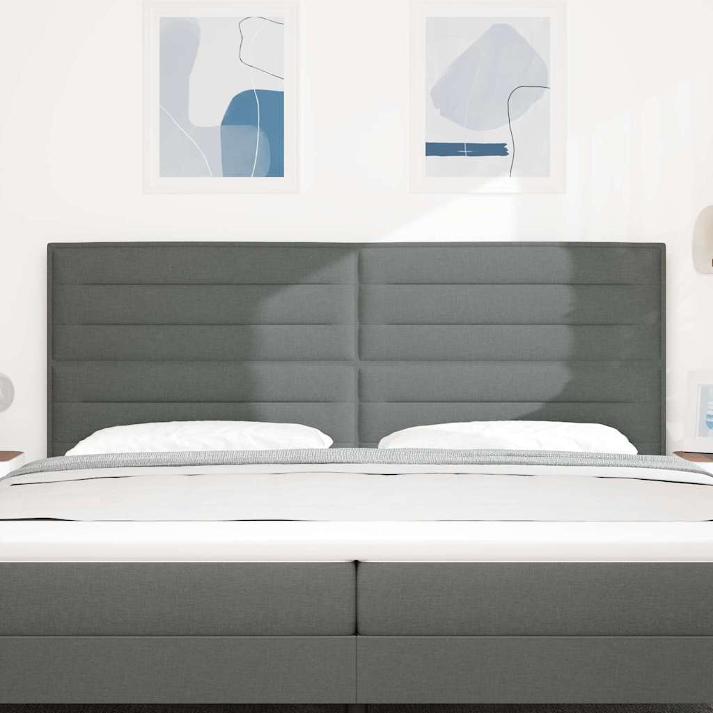 vidaXL LED Kopfteil mit LED-Lichtleisten Dunkelgrau 200 cm Polyester