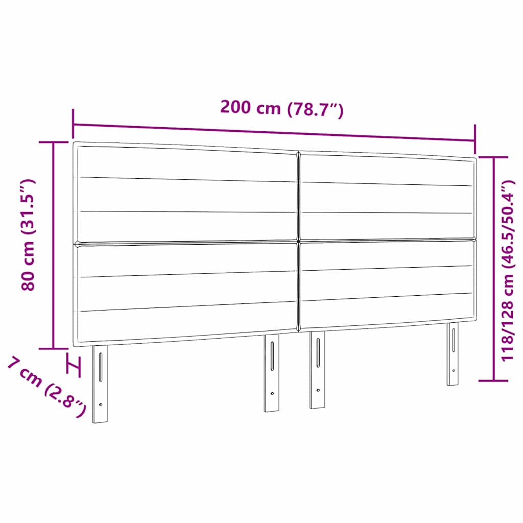 vidaXL LED Kopfteil mit LED-Lichtleisten Dunkelgrau 200 cm Polyester