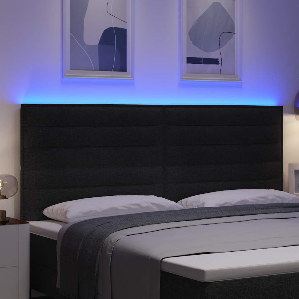 vidaXL LED Kopfteil mit LED-Lichtleisten Schwarz 200 cm Polyester