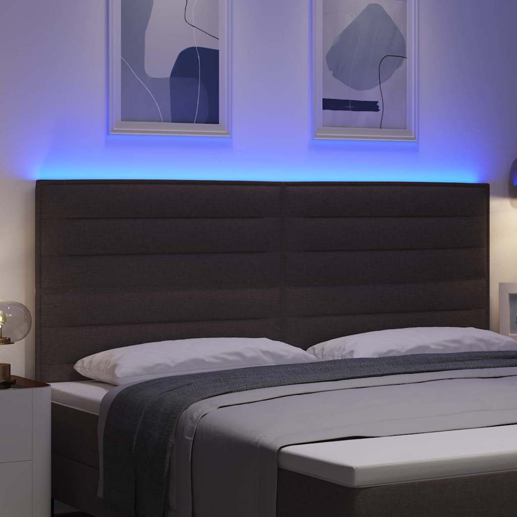 vidaXL LED Kopfteil mit LED-Lichtleisten Dunkelbraun 200 cm Polyester