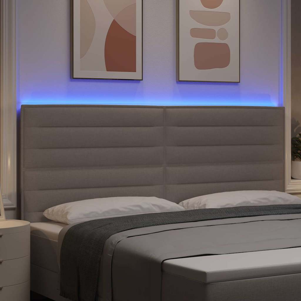 vidaXL LED Kopfteil mit LED-Lichtleisten Taupe 200 cm Polyester