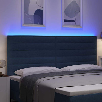 vidaXL LED Kopfteil mit LED-Lichtleisten Blau 200 cm Polyester