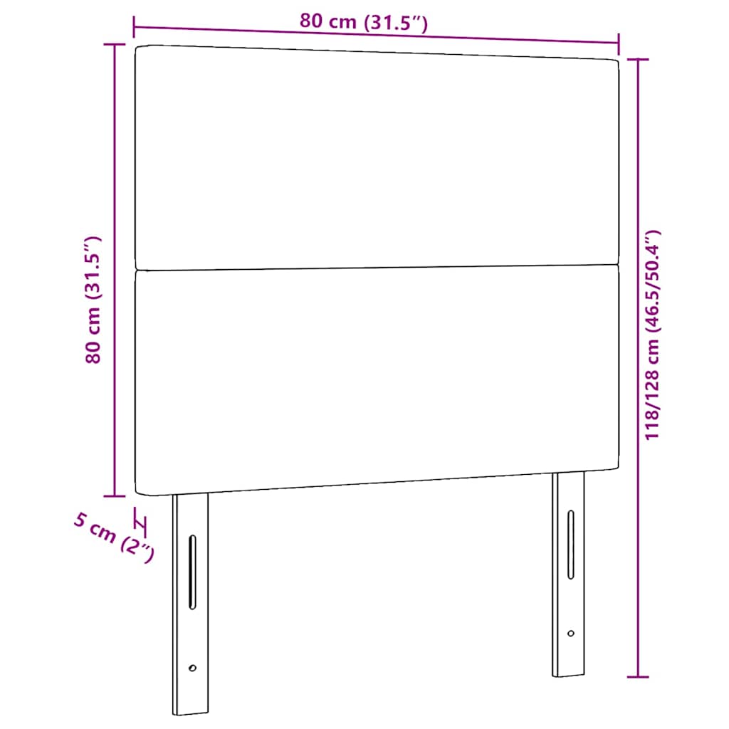 vidaXL LED Kopfteil mit LED-Lichtleisten Hellgrau 80 cm Polyester