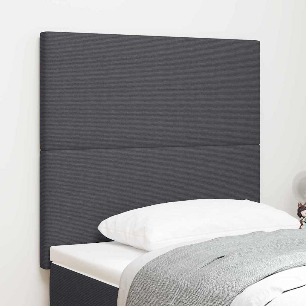 vidaXL LED Kopfteil mit LED-Lichtleisten Dunkelgrau 90 cm Polyester