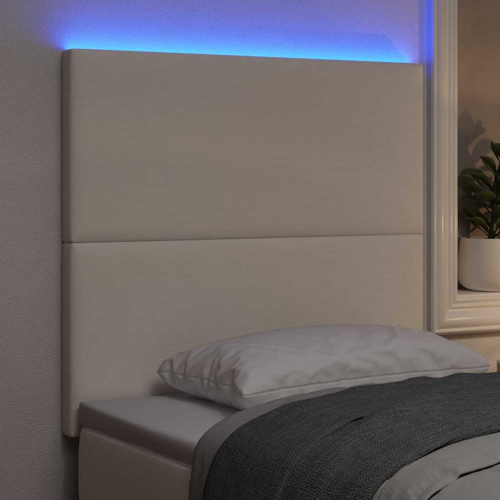 vidaXL LED Kopfteil mit LED-Lichtleisten Creme 90 cm Polyester