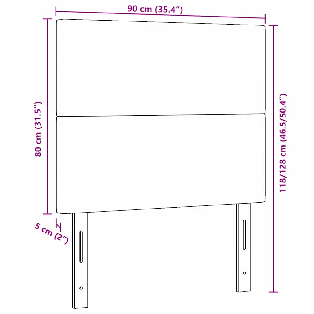 vidaXL LED Kopfteil mit LED-Lichtleisten Grau-Grün 90 cm Polyester