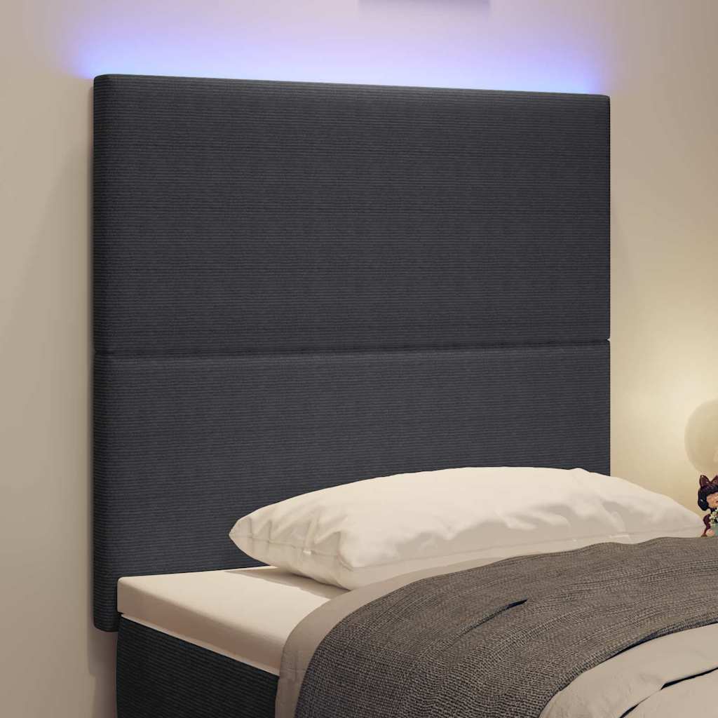 vidaXL LED Kopfteil mit LED-Lichtleisten Dunkelgrau 100 cm Polyester