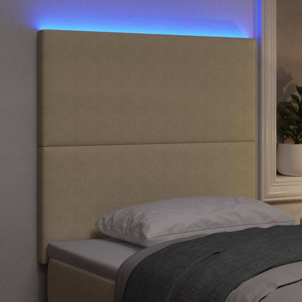 vidaXL LED Kopfteil mit LED-Lichtleisten Grau-Grün 100 cm Polyester