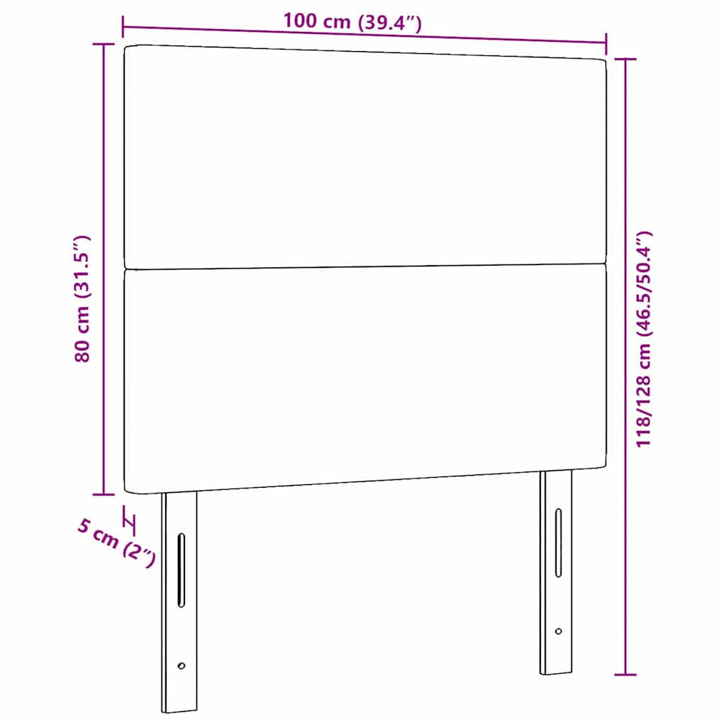 vidaXL LED Kopfteil mit LED-Lichtleisten Grau-Grün 100 cm Polyester