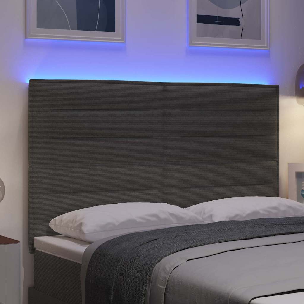 vidaXL LED Kopfteil mit LED-Lichtleisten Hellgrau 144 cm Polyester