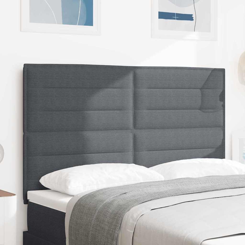 vidaXL LED Kopfteil mit LED-Lichtleisten Dunkelgrau 144 cm Polyester
