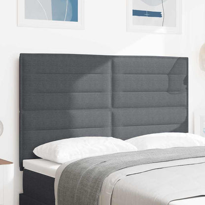 vidaXL LED Kopfteil mit LED-Lichtleisten Dunkelgrau 144 cm Polyester