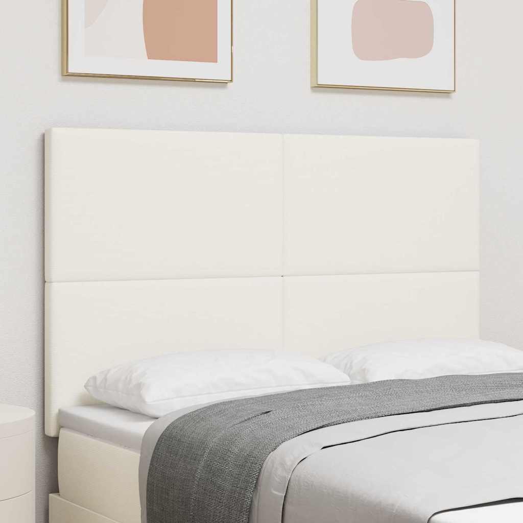 vidaXL LED Kopfteil mit LED-Lichtleisten Creme 144 cm Polyester