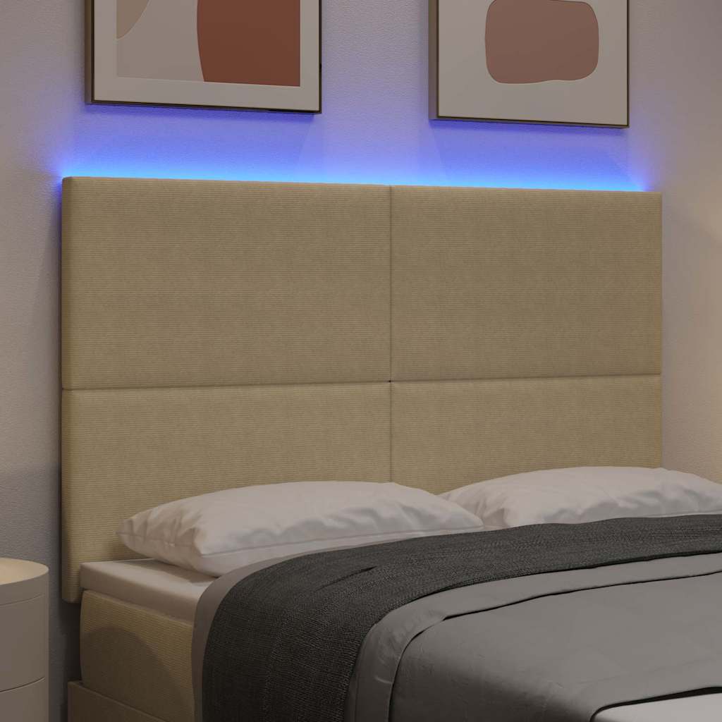 vidaXL LED Kopfteil mit LED-Lichtleisten Grau-Grün 144 cm Polyester