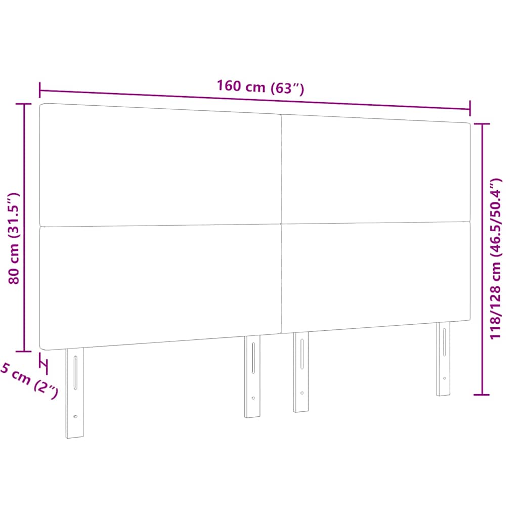 vidaXL LED Kopfteil mit LED-Lichtleisten Dunkelgrau 160 cm Polyester