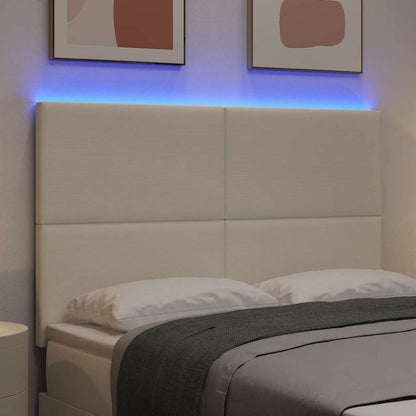 vidaXL LED Kopfteil mit LED-Lichtleisten Creme 160 cm Polyester