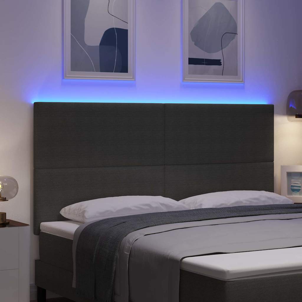 vidaXL LED Kopfteil mit LED-Lichtleisten Hellgrau 180 cm Polyester