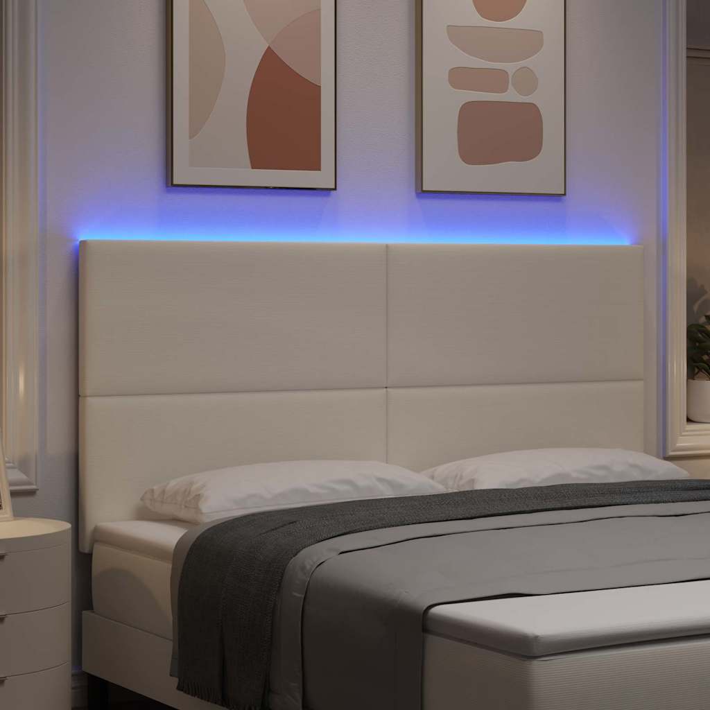 vidaXL LED Kopfteil mit LED-Lichtleisten Creme 180 cm Polyester