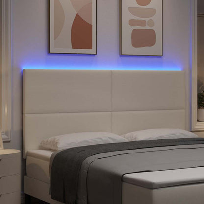 vidaXL LED Kopfteil mit LED-Lichtleisten Creme 180 cm Polyester