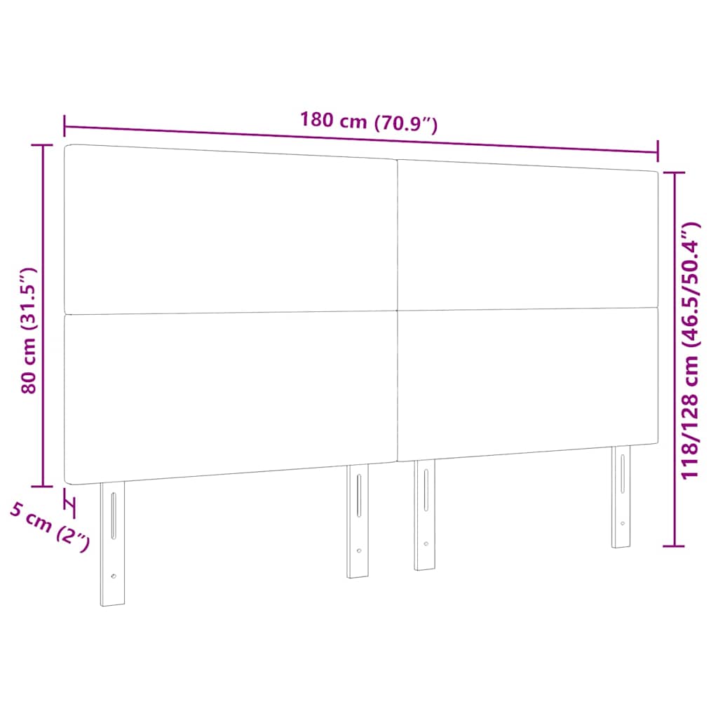 vidaXL LED Kopfteil mit LED-Lichtleisten Creme 180 cm Polyester