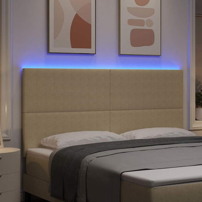vidaXL Tête de lit à LED avec bandes lumineuses Gris-vert 180 cm Polyester