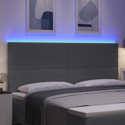 vidaXL Tête de lit LED avec bandes lumineuses LED Gris clair 200 cm Polyester