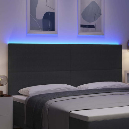 vidaXL Tête de lit LED avec bandes lumineuses LED Gris foncé 200 cm Polyester