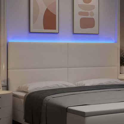 vidaXL LED Kopfteil mit LED-Lichtleisten Creme 200 cm Polyester