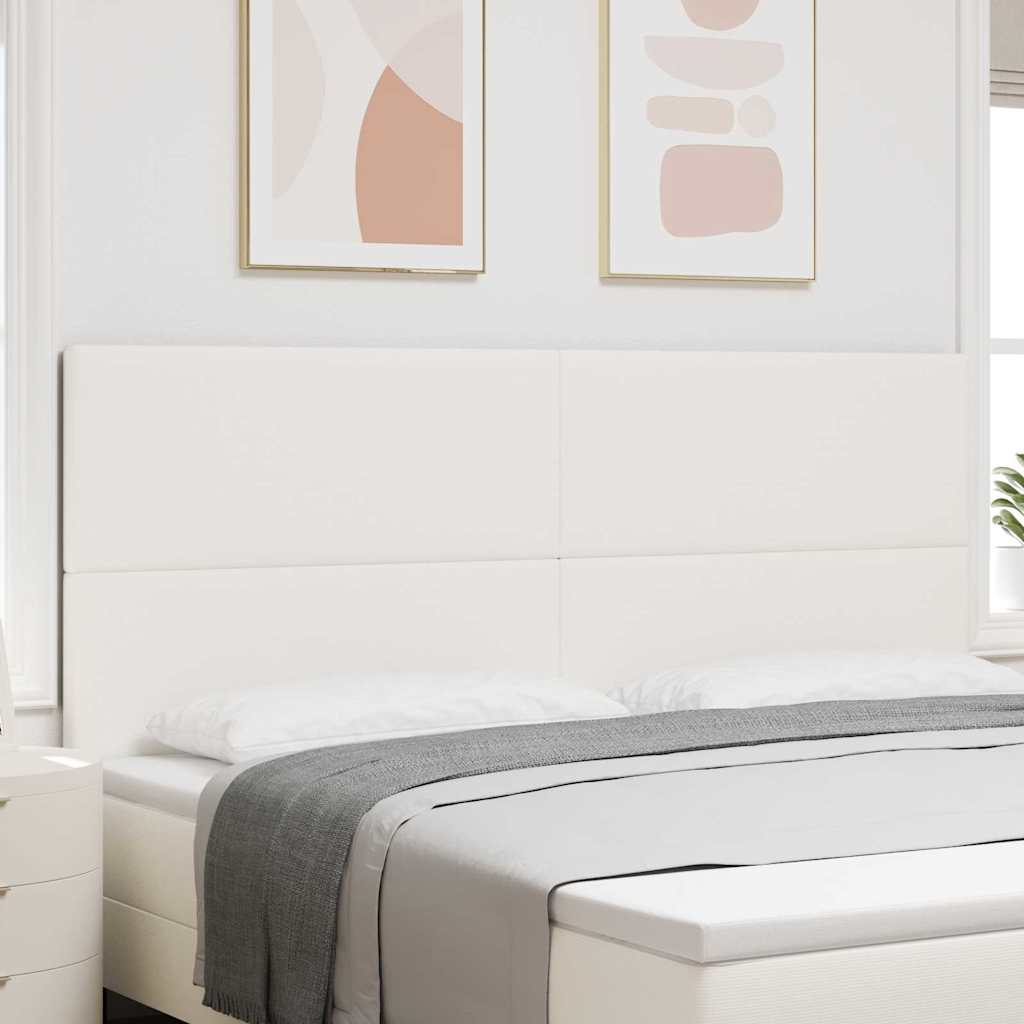 vidaXL LED Kopfteil mit LED-Lichtleisten Creme 200 cm Polyester