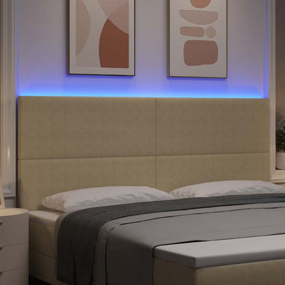 vidaXL Tête de lit à LED avec bandes lumineuses à LED Gris-Vert 200 cm Polyester